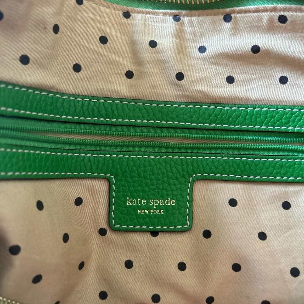 Kate Spade Bright Green Pebbled Leather Shoulder Bag with Tassel - Picture 7 of 12